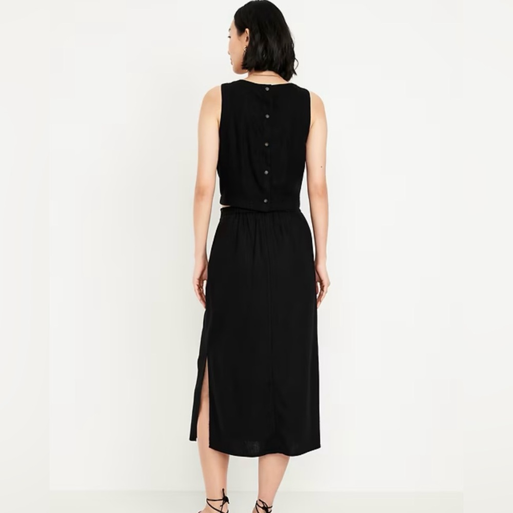 Mid-Rise Linen-Blend Midi Skirt - worn once - Picture 3 of 5